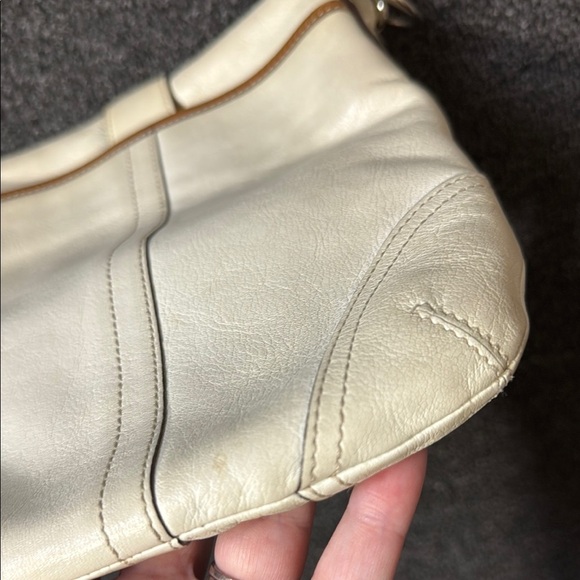 Coach Buckle Small White and Brown Trim Leather Crossbody Bag - Picture 8 of 14